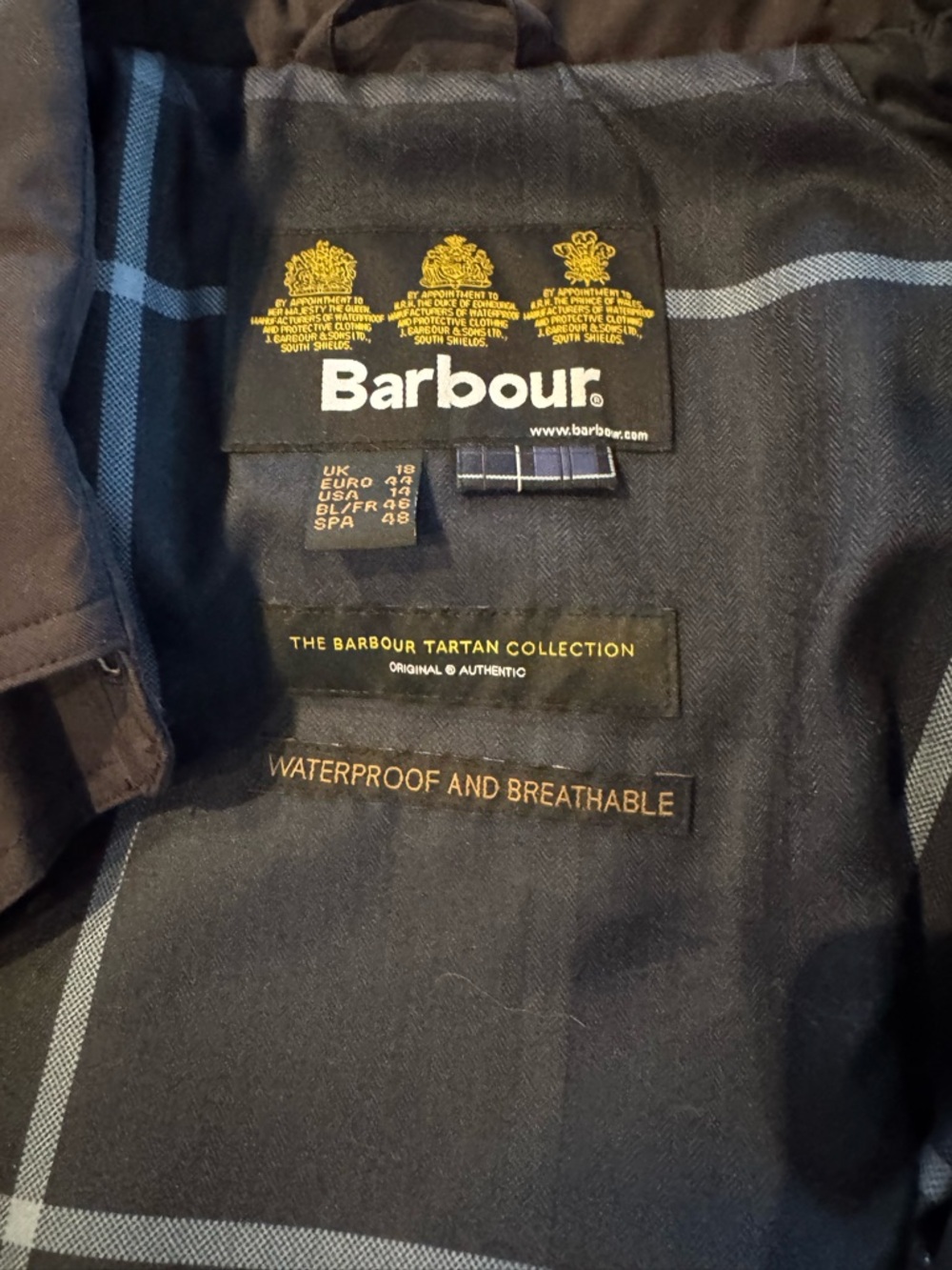 Barbour Navy and Light Blue Tartan-Lined Jacket